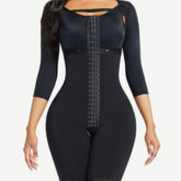 Wholesale Lace Trim Hourglass Post-surgical Body Shaper With Sleeves Elastic